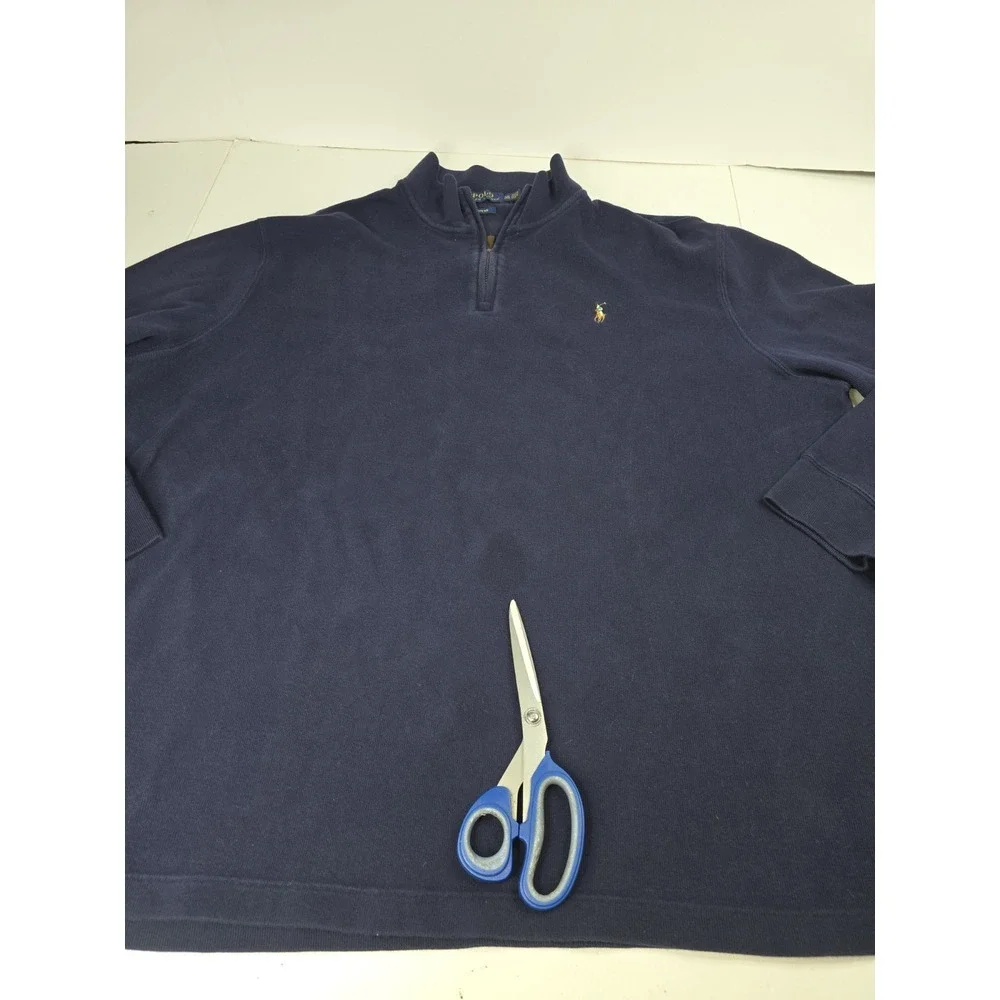 Polo Ralph Lauren Estate Rib Navy Blue Pullover Sweater‎ 1/4 Zip Mens Size 2XL